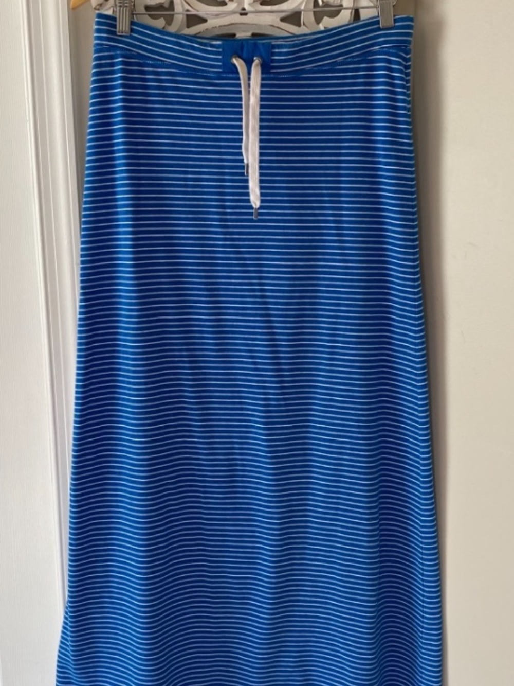Vintage Ralph Lauren Jeans Co Y2K 90s Blue Striped Low Rise Maxi Skirt S - Picture 2 of 7